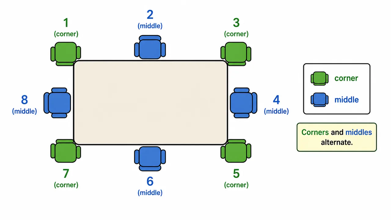 Rectangular or square seating image supporting the third solved polygon arrangement example