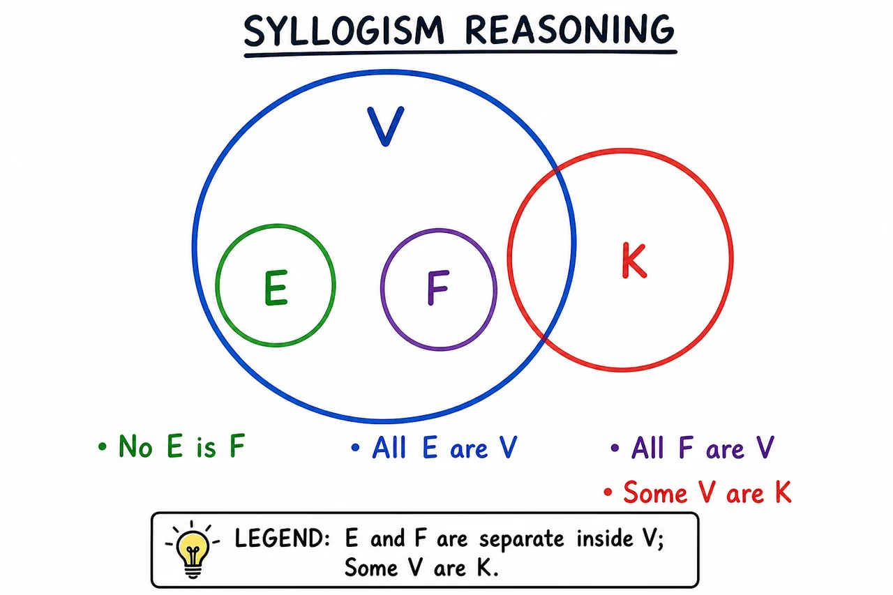 Multi-statement set map with E and F separate inside V while K overlaps V