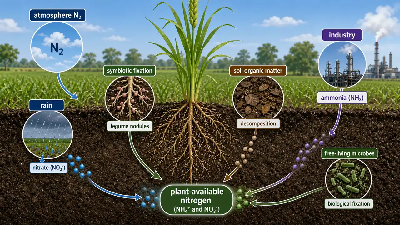 Nitrification inhibitors and slow-release nitrogen fertilizers showing slower ammonium conversion, coated urea, and deep placement