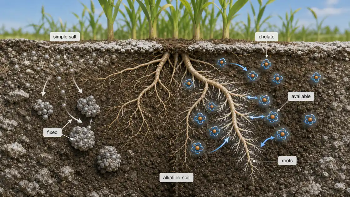 Micronutrient chelate availability comparison showing protected nutrient supply across soil conditions