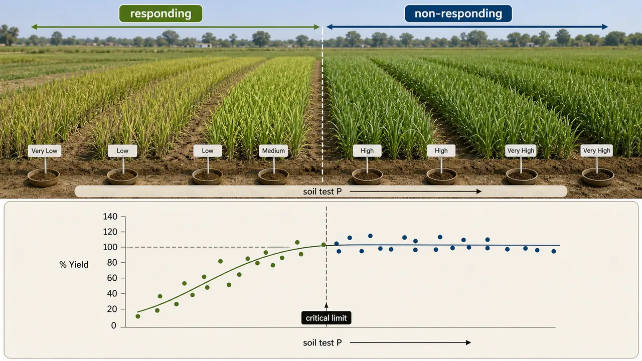 Critical limit approach showing crop response separation above and below threshold soil-test values
