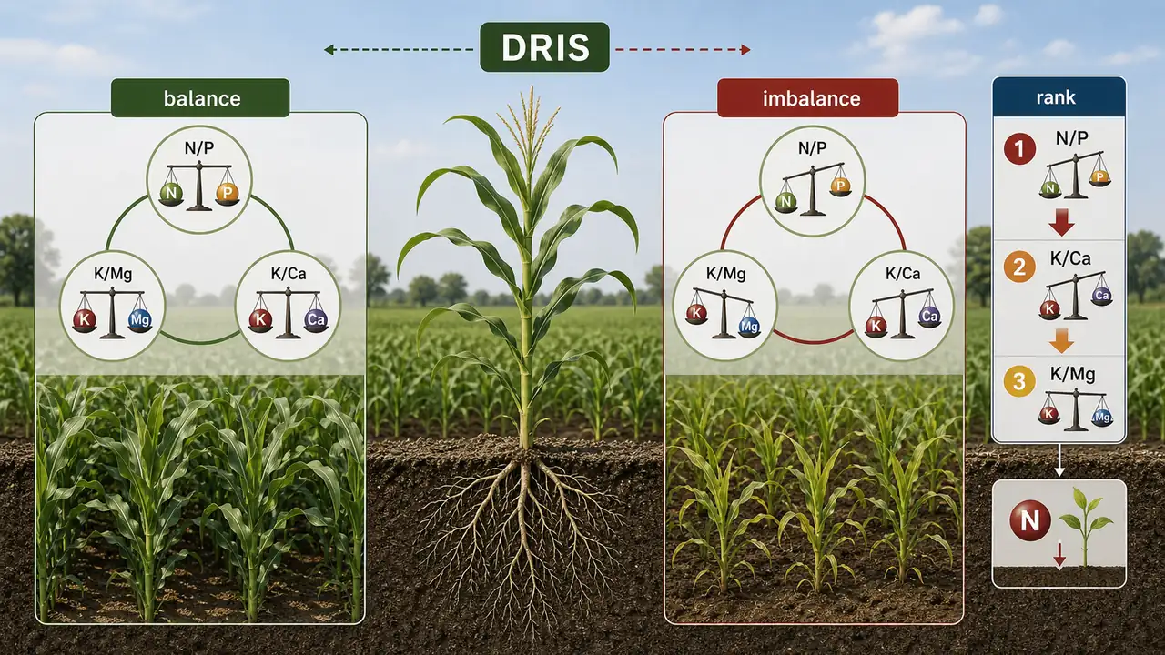 DRIS nutrient ratio balance concept for diagnosing relative nutrient imbalance