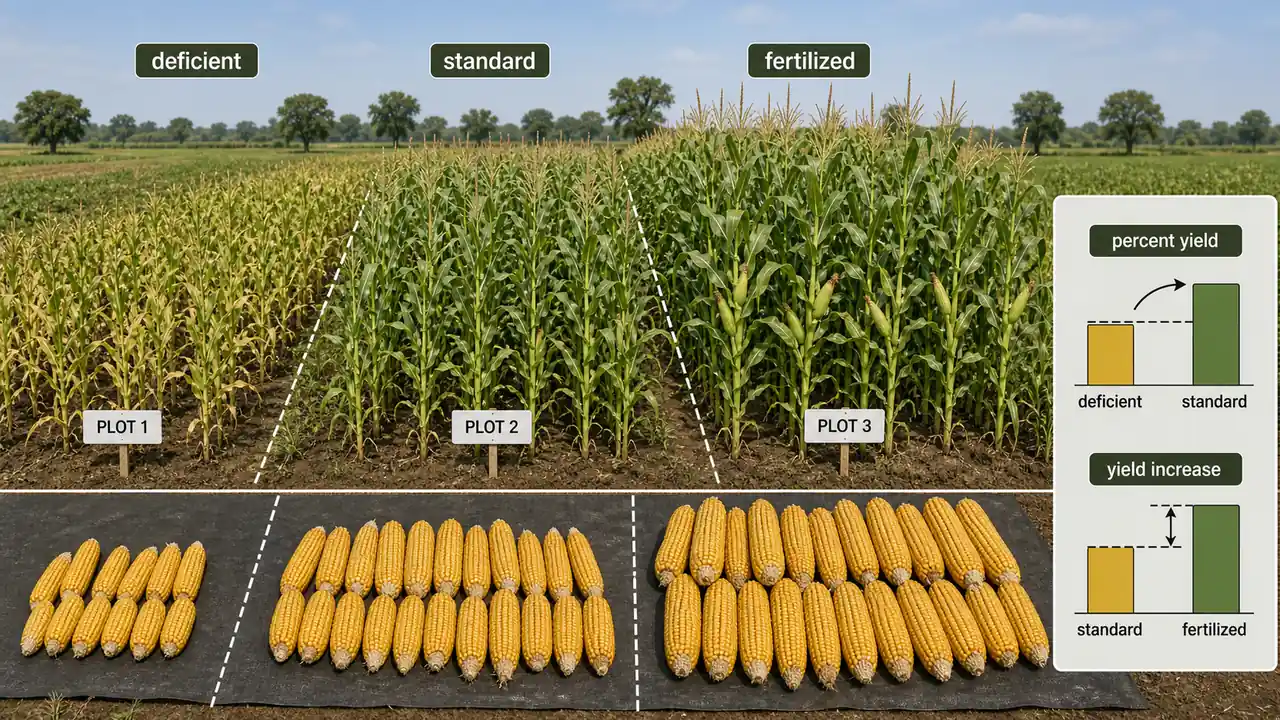 Percent yield comparison used in fertility evaluation and nutrient response interpretation