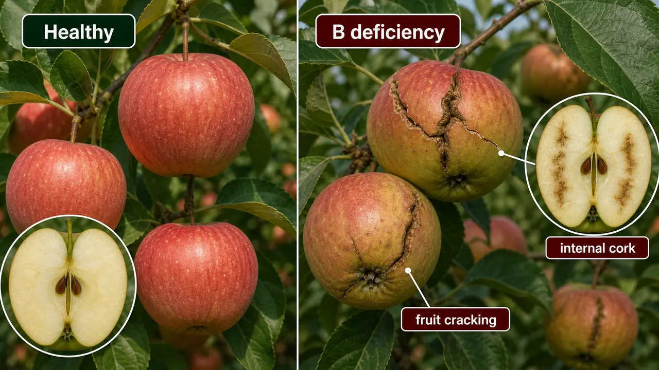 Boron deficiency symptoms in apple