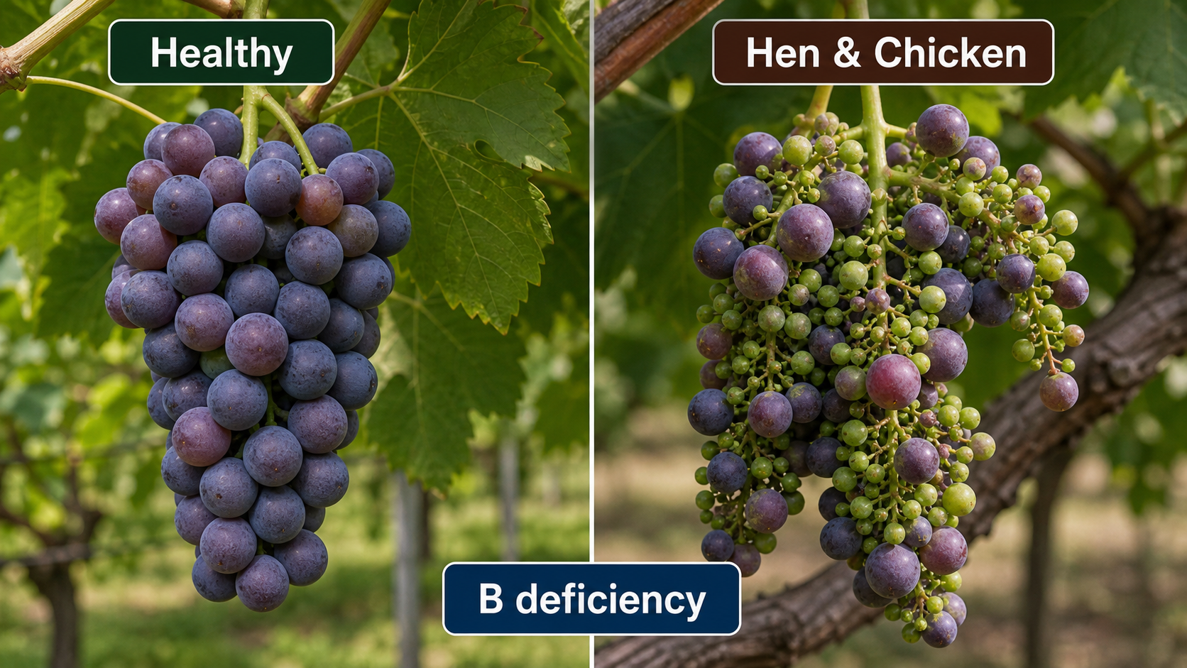 Boron deficiency symptoms in grape