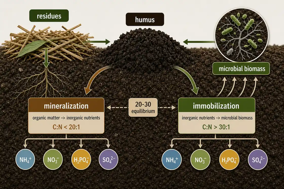 Humification, mineralization, and immobilization in soil organic matter cycling with C:N thresholds and inorganic nutrient forms