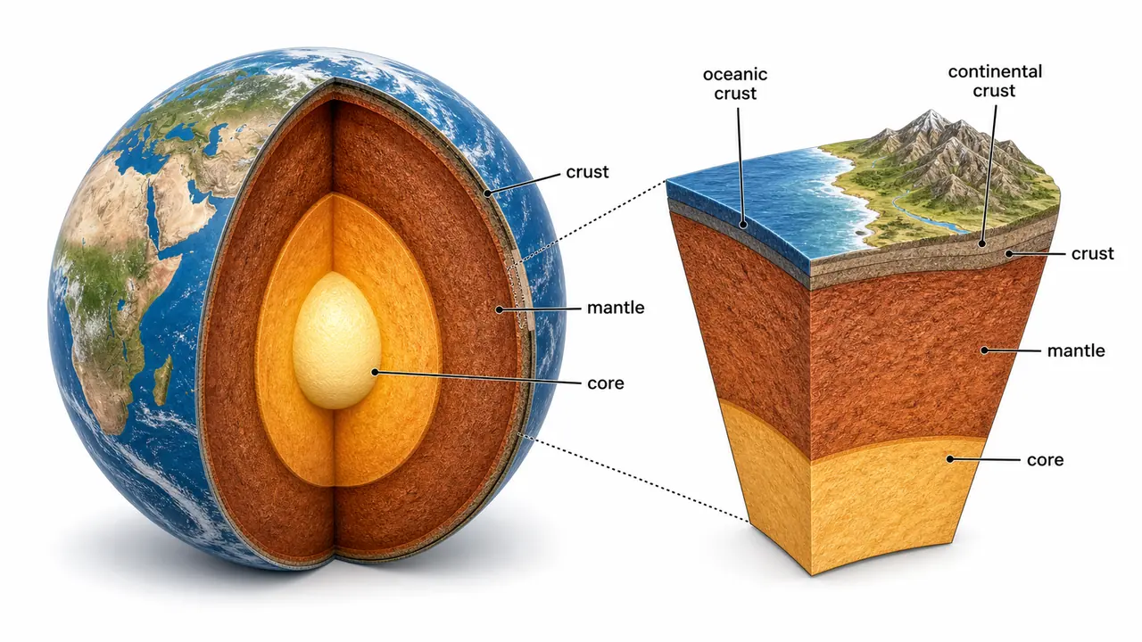 Soil science visual explaining interior of the earth