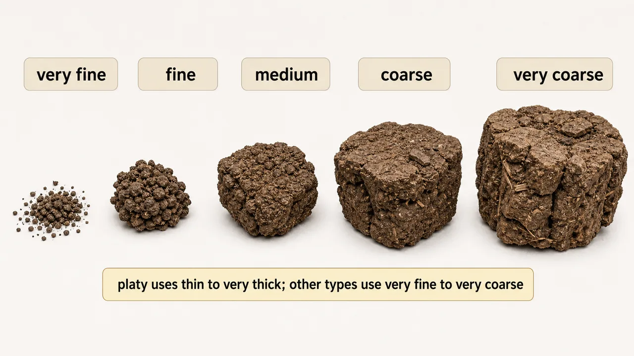 Soil science visual explaining size classes of structure
