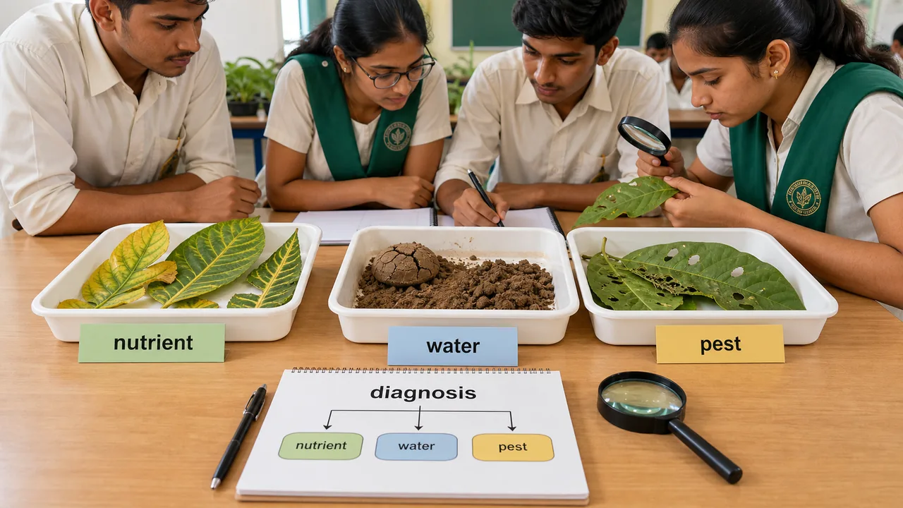 Agriculture practical revision table for nutrient water and pest diagnosis