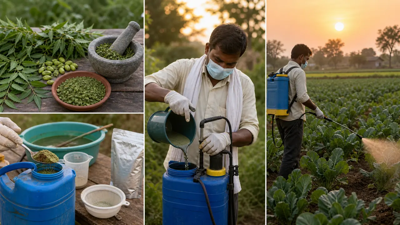 Botanical biopesticide preparation and safe field application in vegetable crop