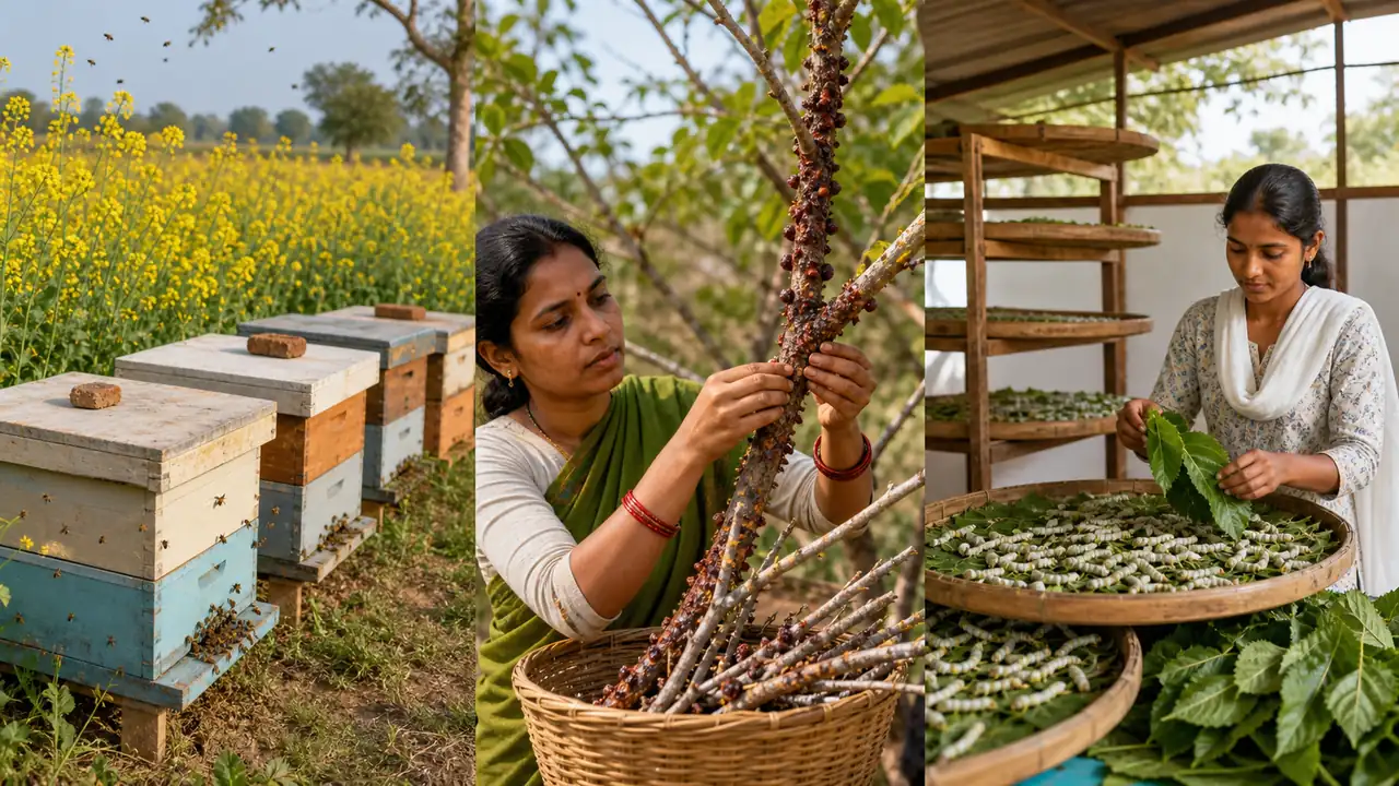 Subsidiary agriculture enterprises showing beekeeping lac culture and sericulture for Class 12 agriculture